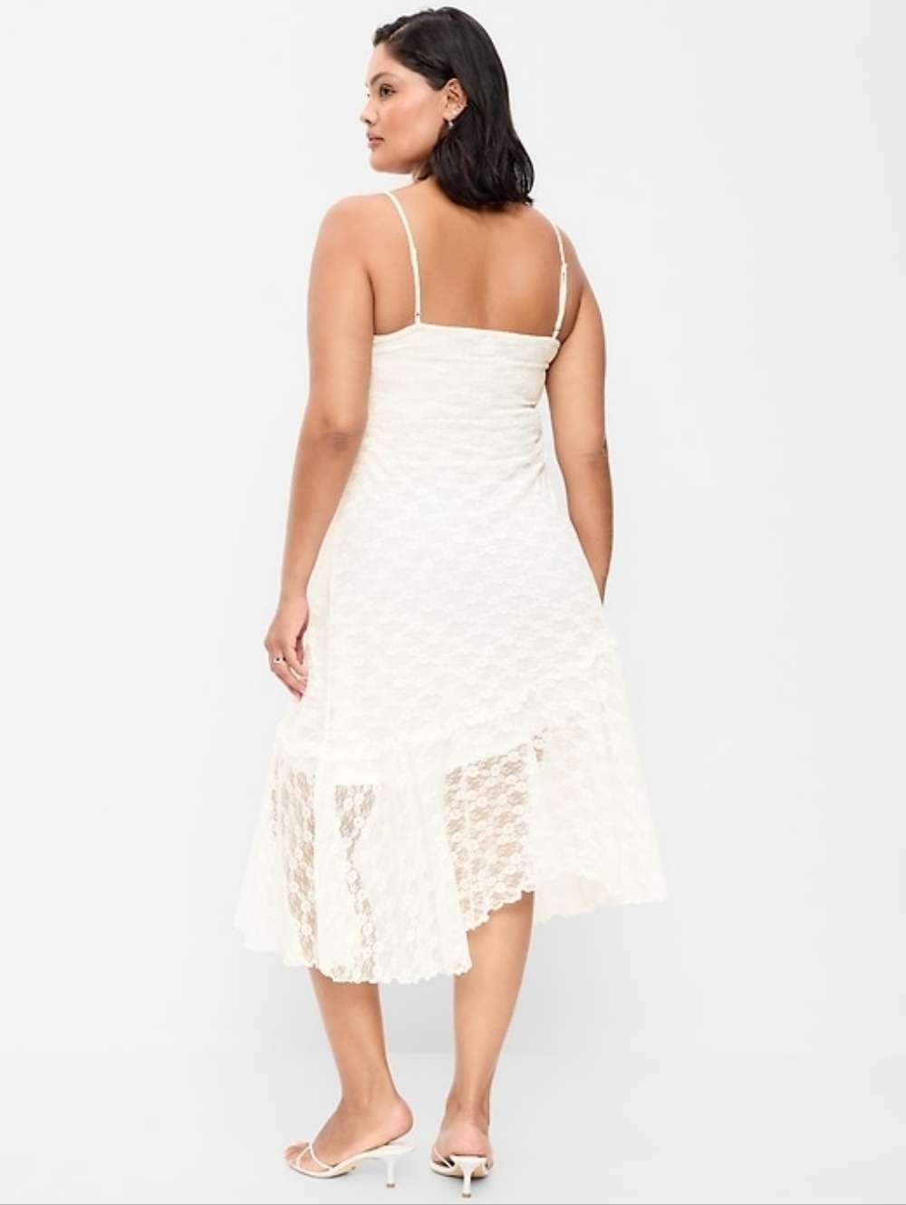 Old Navy Fit & Flare Lace Midi Dress Sea Salt White - Picture 9 of 10